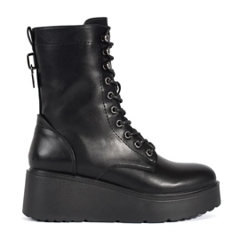 Seastar Pantofi muncitori de damă de culoare neagră cu talpă groasă negru Seastar Pantofi muncitori de damă de culoare neagră cu talpă groasă negru