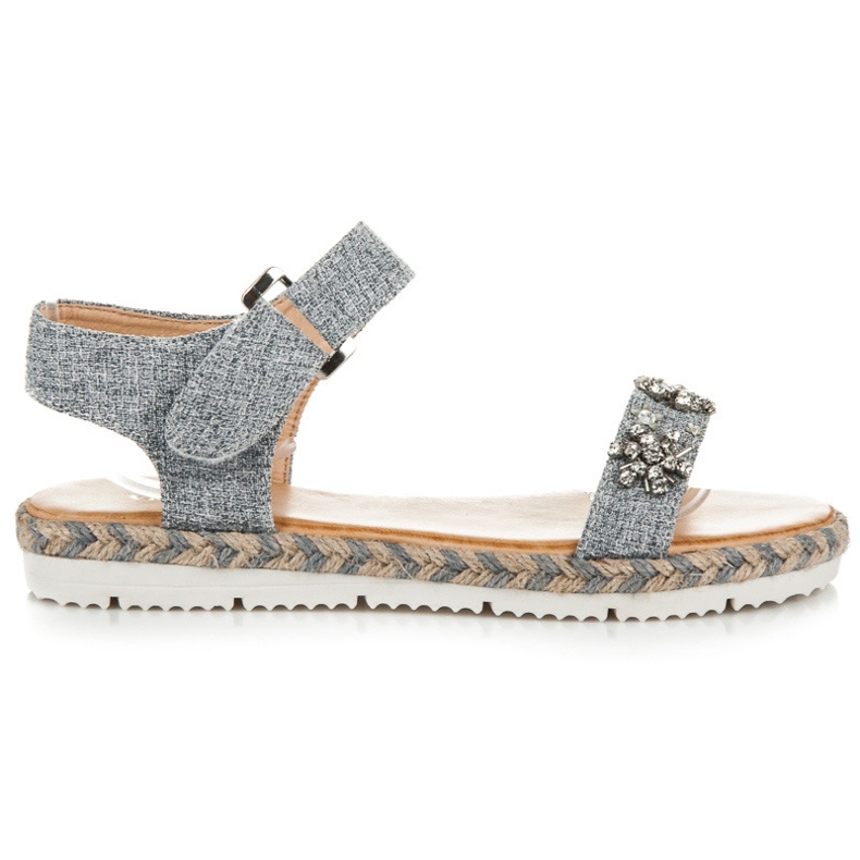 Vices Sandale espadrile cu velcro gri