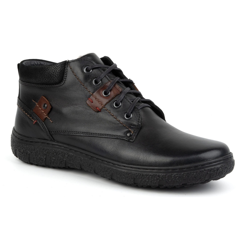 Pantofi de iarna din piele izolata barbati KAMPOL 108/15 negru Pantofi de iarna din piele izolata barbati KAMPOL 108/15 negru