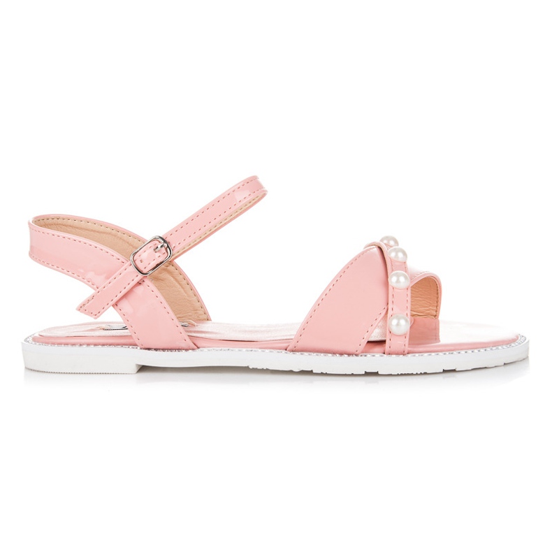 Vices Sandale plate cu perle roz Vices Sandale plate cu perle roz