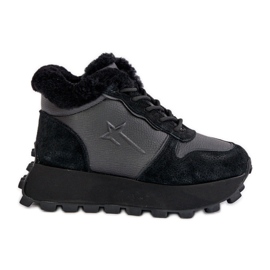 Pantofi de damă Trapper din piele cu blană pe platforma Big Star OO274A329 negru