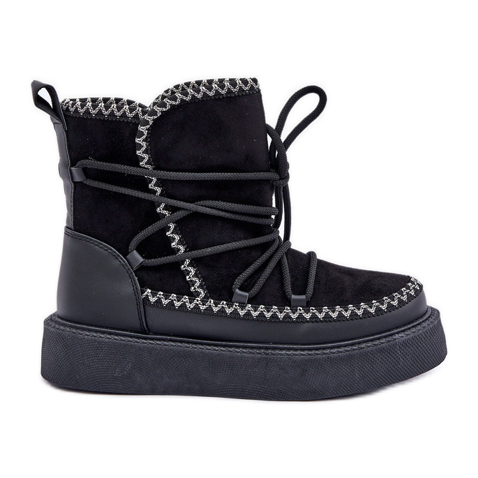 Cizme De Zapada De Dama Cu Broderie Pe Platforma, Neagra negru
