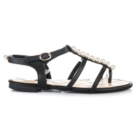 Vices Sandale elegante cu margele negru
