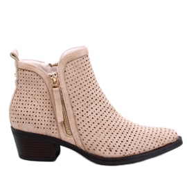 Cizme cowboy ajurate de dama, bej deschis Cizme cowboy ajurate de dama, bej deschis