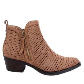 Cizme cowboy ajurate de dama, bej maro Cizme cowboy ajurate de dama, bej maro