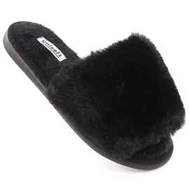 Papuci de casă cu blană Unisoft 6644 negru