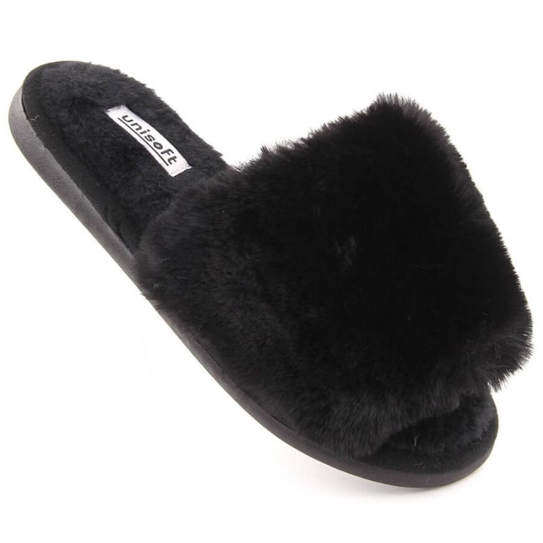 Papuci de casă cu blană Unisoft 6644 negru