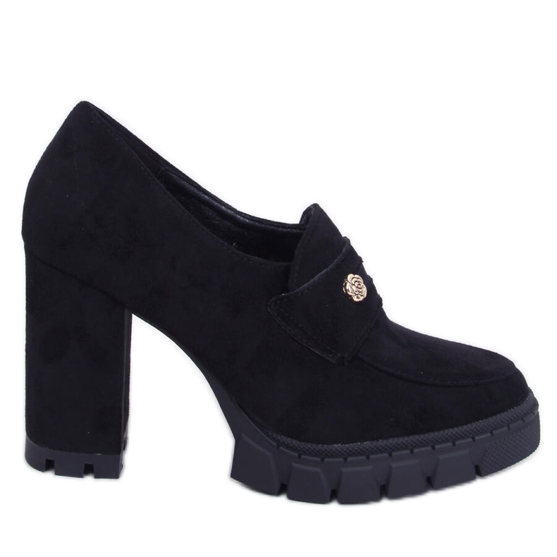 Pantofi de damă cu toc și platformă cu decor negru Pantofi de damă cu toc și platformă cu decor negru