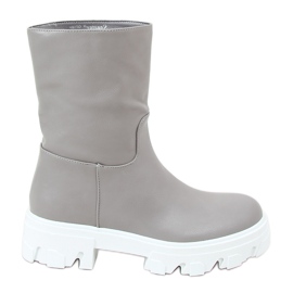 Botine de dama cu partea superioara dreapta, gri Botine de dama cu partea superioara dreapta, gri