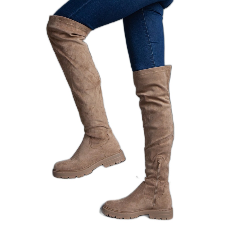 Cizme lungi maro cu talpa plata Cizme lungi maro cu talpa plata