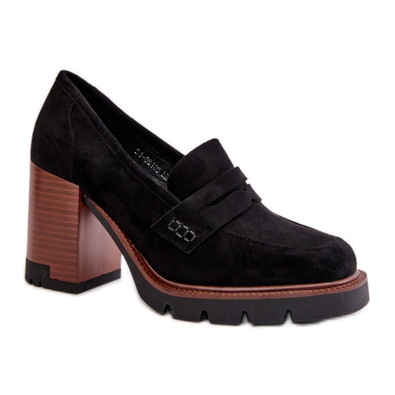 Pantofi de dama cu toc inalt Vinceza 58105, negri negru