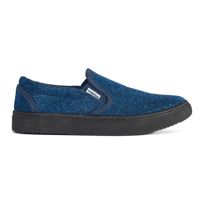 Tenisi slip-on cu sclipici albastru