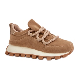 Pantofi sport din piele intoarsa cu sireturi groase maro Pantofi sport din piele intoarsa cu sireturi groase maro