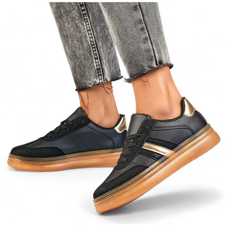 Pantofi sport de dama cu talpa groasa, negri A185B bej