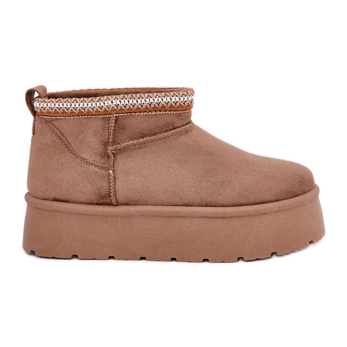 PG2 Cizme de zapada cu platforma cu broderie decorativa maro