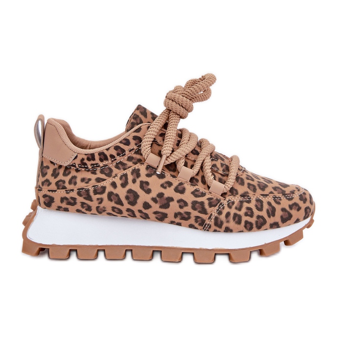 Pantofi maro leopard Pantofi sport cu platformă bej