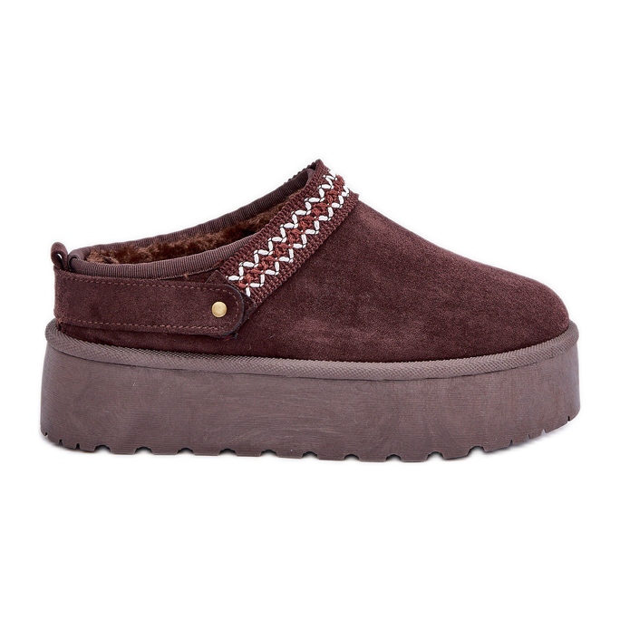 Cizme de zapada din ciocolata cu broderie decorativa maro Cizme de zapada din ciocolata cu broderie decorativa maro