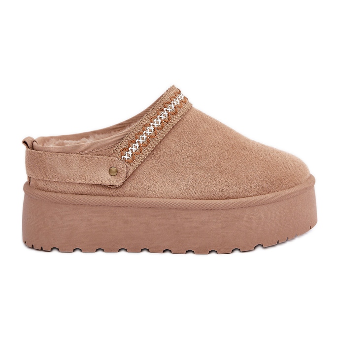 Cizme de zapada bej cu broderie decorativa