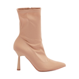 Botine din material bej închis Botine din material bej închis