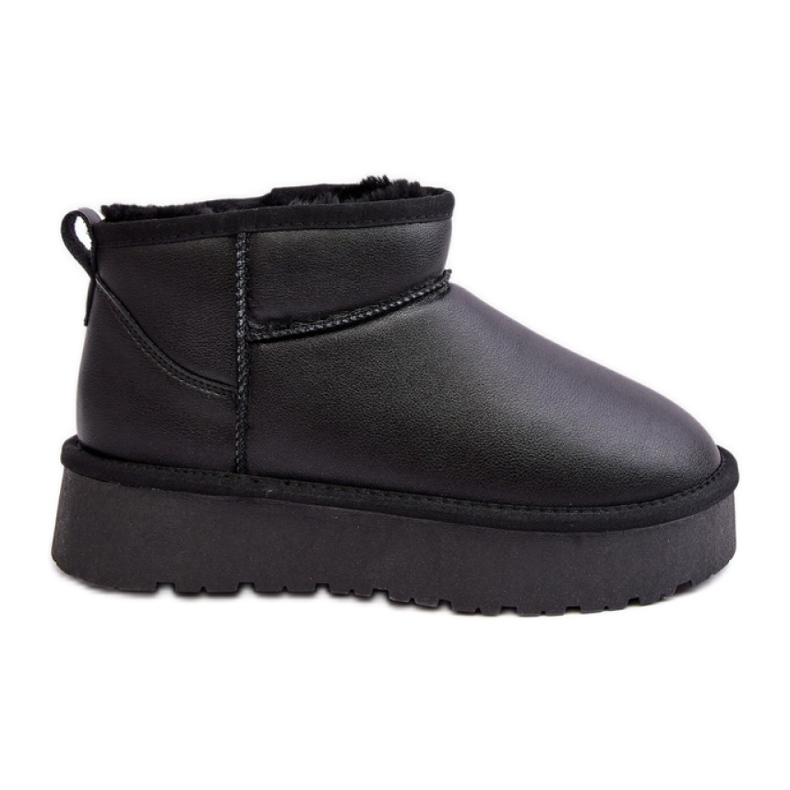 Cizme De Zapada De Piele Neagra Cu Captuseala De Blana negru