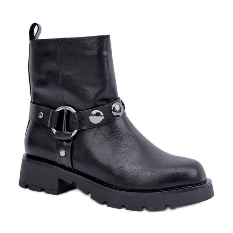 Cizme negre cu toc plat pentru femei negru