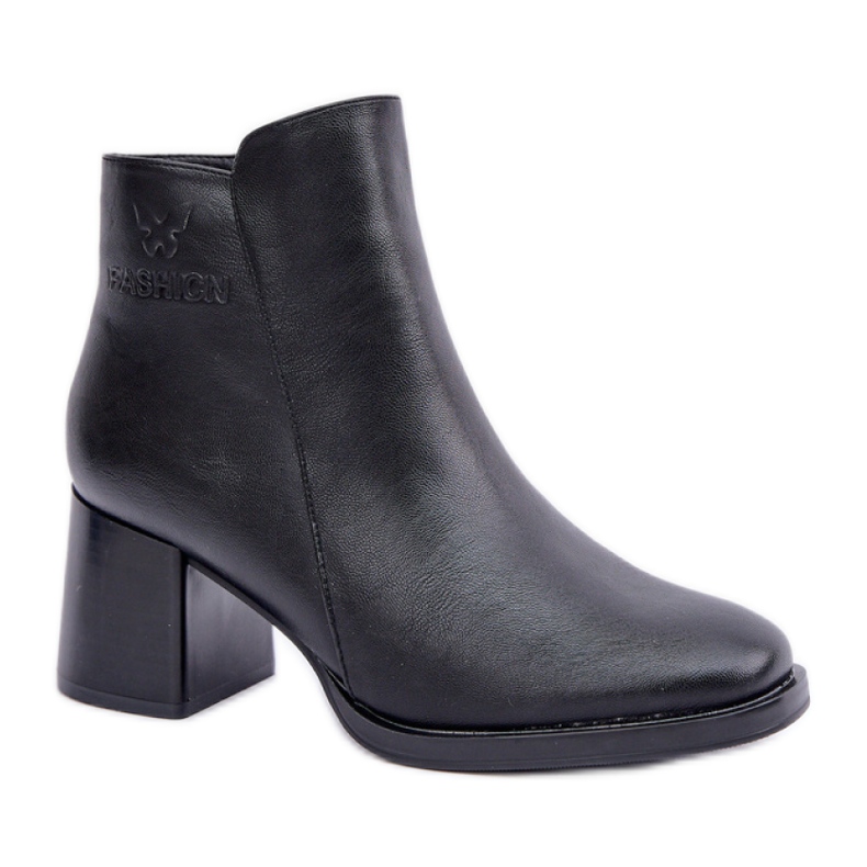 Botine negre de dama elegante cu toc inalt negru Botine negre de dama elegante cu toc inalt negru