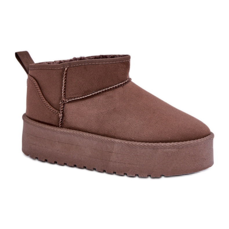 Cizme de zapada de dama maro din piele intoarsa cu platforma