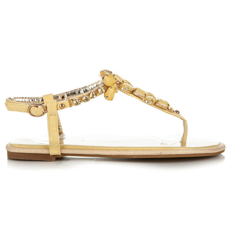 Vices Sandale lăcuite cu cristale galbene