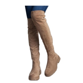 Cizme lungi maro cu talpa plata de la Tromi - Solea Cizme lungi maro cu talpa plata de la Tromi - Solea