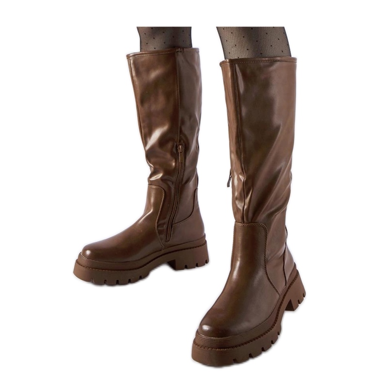 Cizme clasice plate maro de Christien - Solea