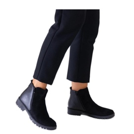 Botine negre cu platforma din piele intoarsa ecologica Kirla - Solea negru