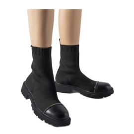 Botine neagra sosete cu strasuri de la Vail - Solea negru