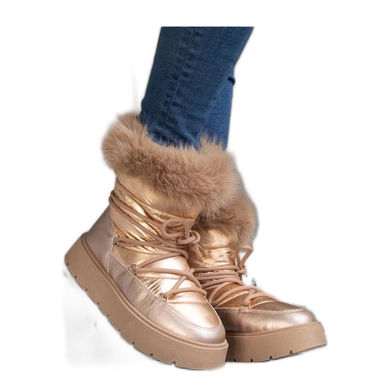 Cizme de zapada izolate bej cu blana Arilla - Solea