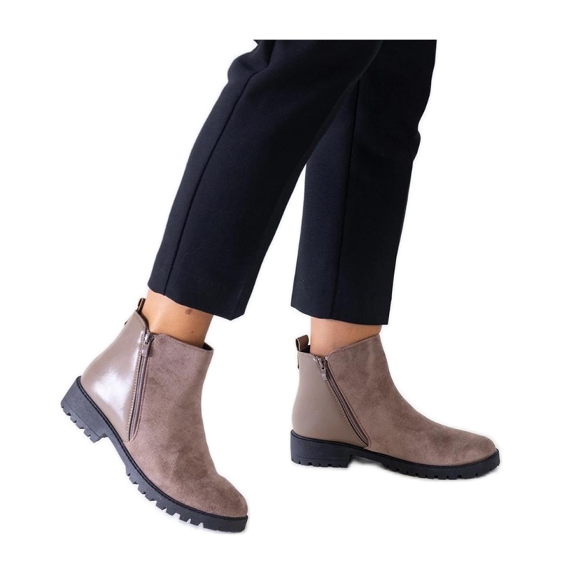 Cizme maro cu platforma din piele intoarsa ecologica Kirla - Solea