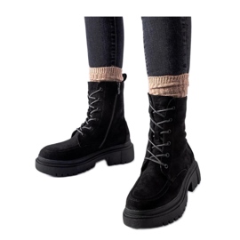 Botine de muncitori negre cu talpa masiva Riel - Solea negru Botine de muncitori negre cu talpa masiva Riel - Solea negru