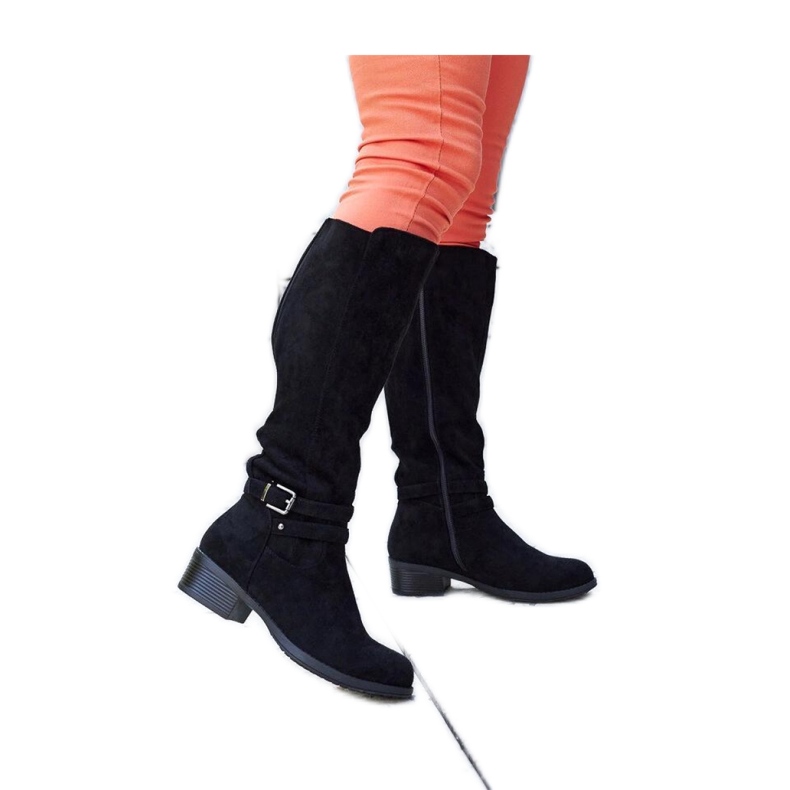 Cizme negre izolate din piele intoarsa ecologica de la Aldisio - Solea negru