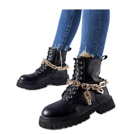 Cizme negre cu lanț Bowling - Solea negru