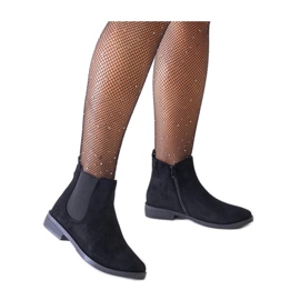 Botine clasice negre cu inserție elastică din piele ecologică Maiza - Solea negru