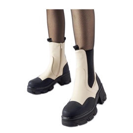 Botine slip-on masive bej și negre de la Mafalda - Solea
