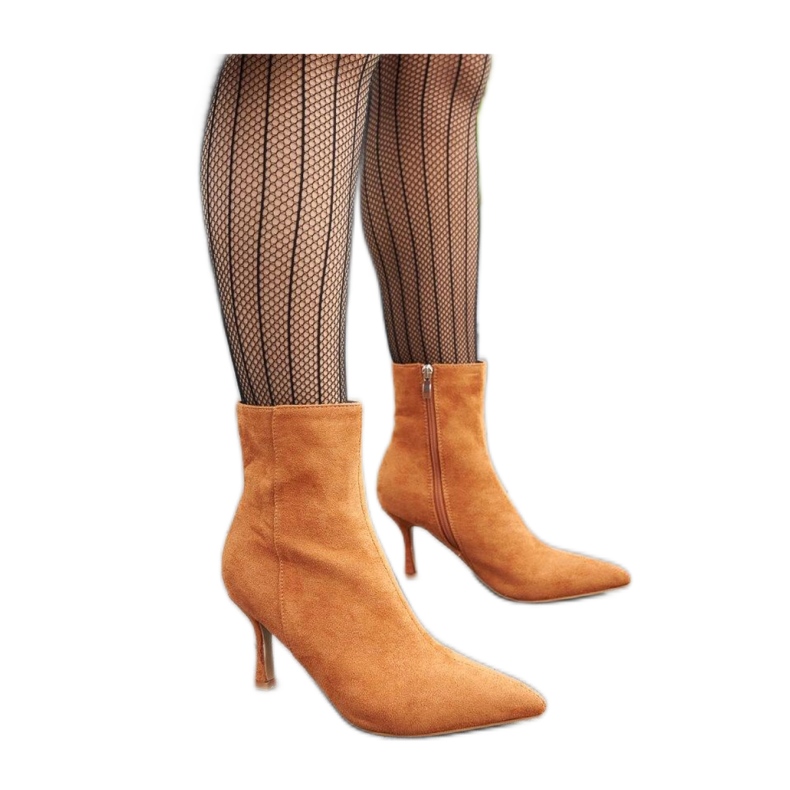 Botine cu toc jos maro cald Guimond - Solea