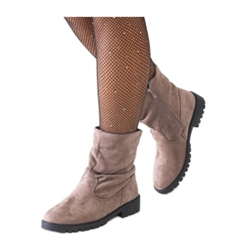 Botine maro sifonate din piele intoarsa ecologica Hinda - Solea