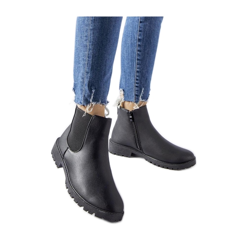 Botine clasice casual negre din piele ecologica Saber - Solea negru Botine clasice casual negre din piele ecologica Saber - Solea negru
