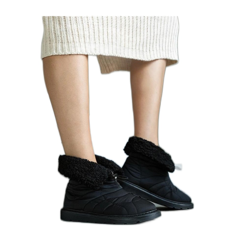 Cizme de zapada izolate negre cu manseta Caellita - Solea negru