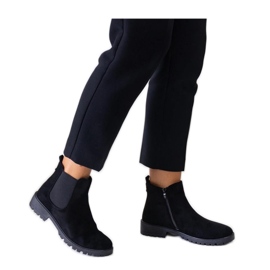 Botine negre clasice casual din piele ecologica Saber - Solea negru