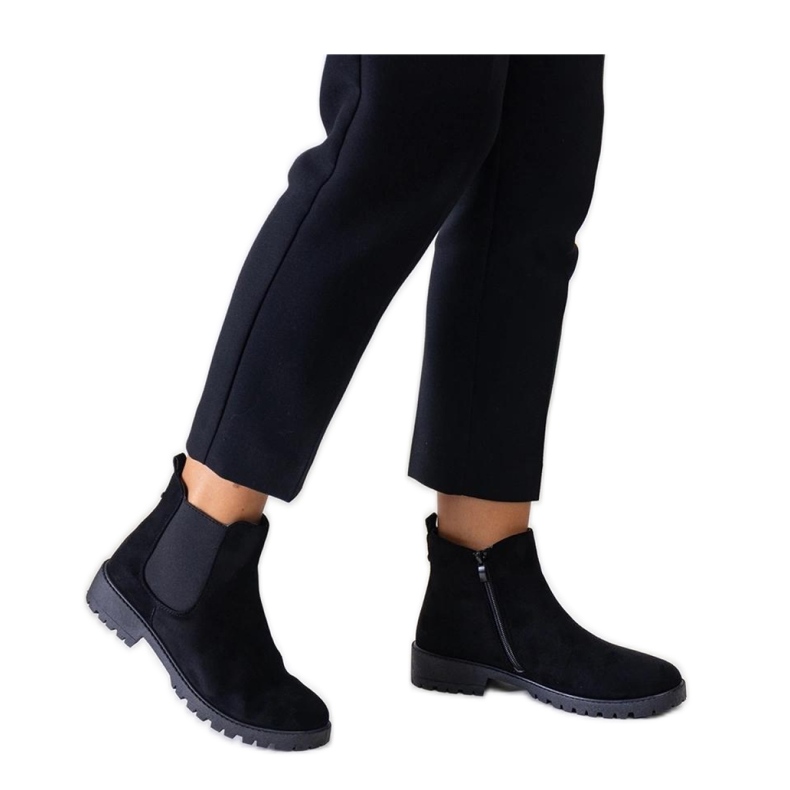 Botine negre clasice casual din piele ecologica Saber - Solea negru Botine negre clasice casual din piele ecologica Saber - Solea negru
