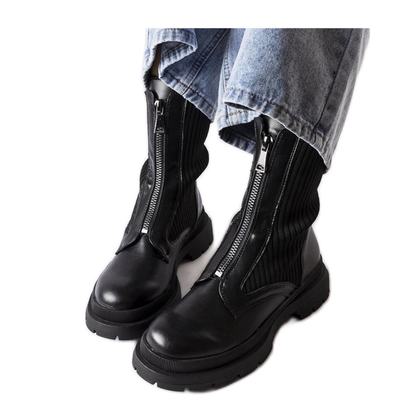 Botine cu șosete negre de la Napolitani - Solea negru Botine cu șosete negre de la Napolitani - Solea negru