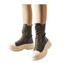 Botine de culoare verde închis cu talpă groasă deschisă Vitto - Solea