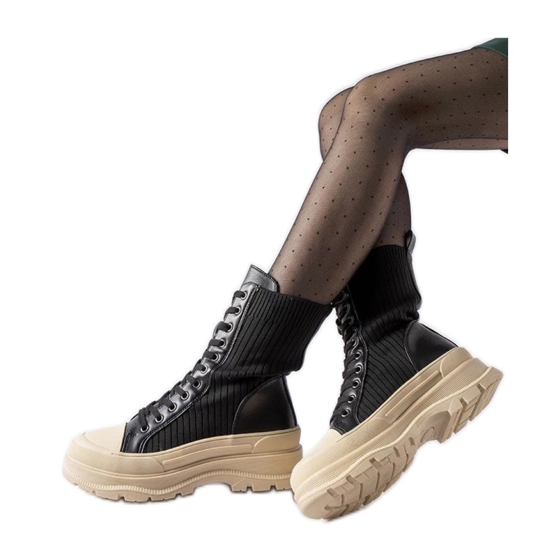 Cizme cu șosete negre cu talpă ușoară negru