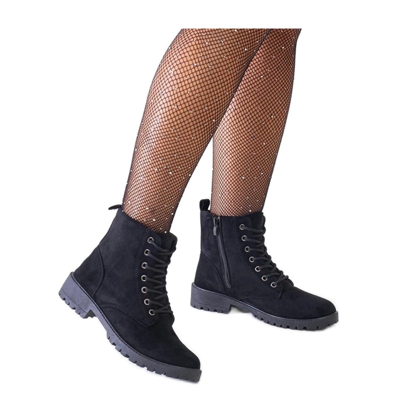 Cizme de muncitor negre din piele intoarsa ecologica negru Cizme de muncitor negre din piele intoarsa ecologica negru