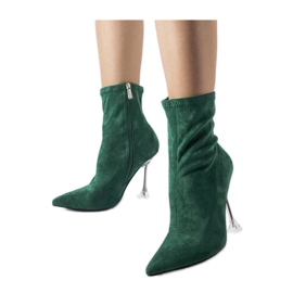 Botine verzi cu toc decorativ verde